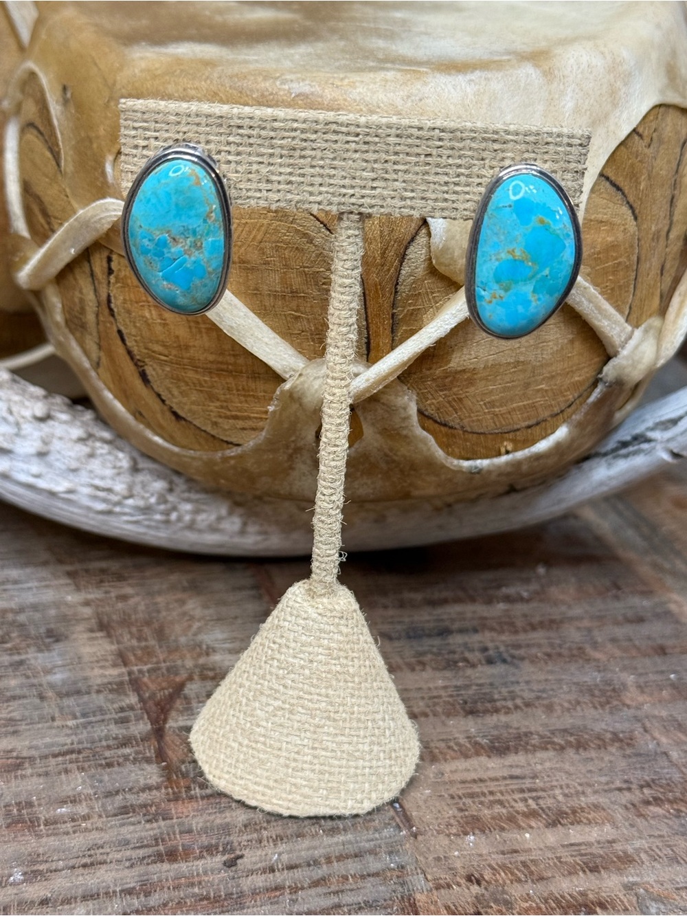 Kingman Turquoise Sterling Silver Post Earrings